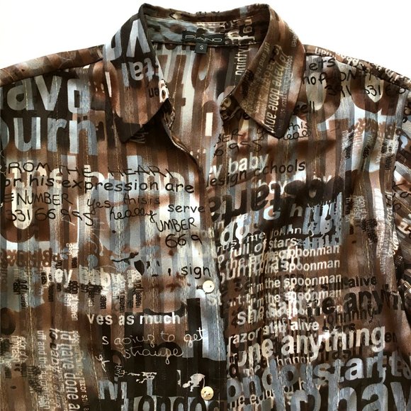 *3/$25* Piano Brown & Blue Blouse - Picture 7 of 8